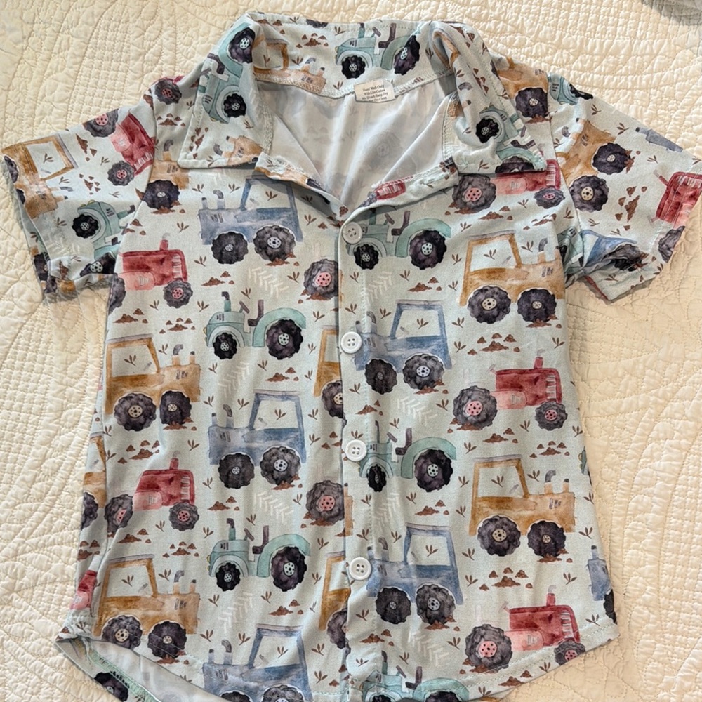 Kids Tractor Print Shirt - Multicolor